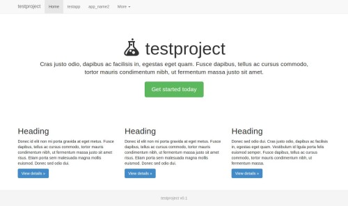 Screenshot with the project template up and running.